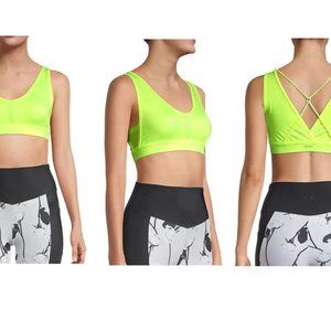 Wear It To Heart Cross-Back Sports Bra  Size XL  Neon Yellow